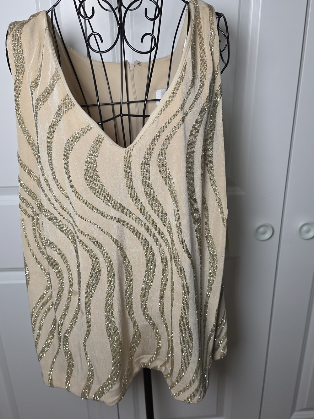 NWT En Francais Huey Waltzer Femme 3X Gold Metallic Vintage Evening Top